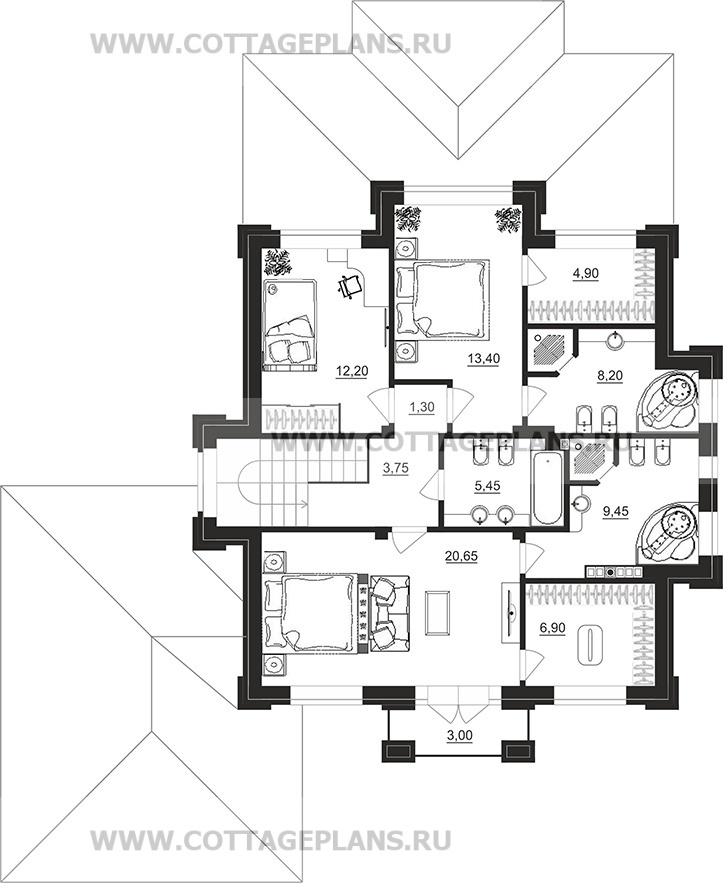 Поэтажные планы проект дома 100-90 общ. площадь 201,50 м2