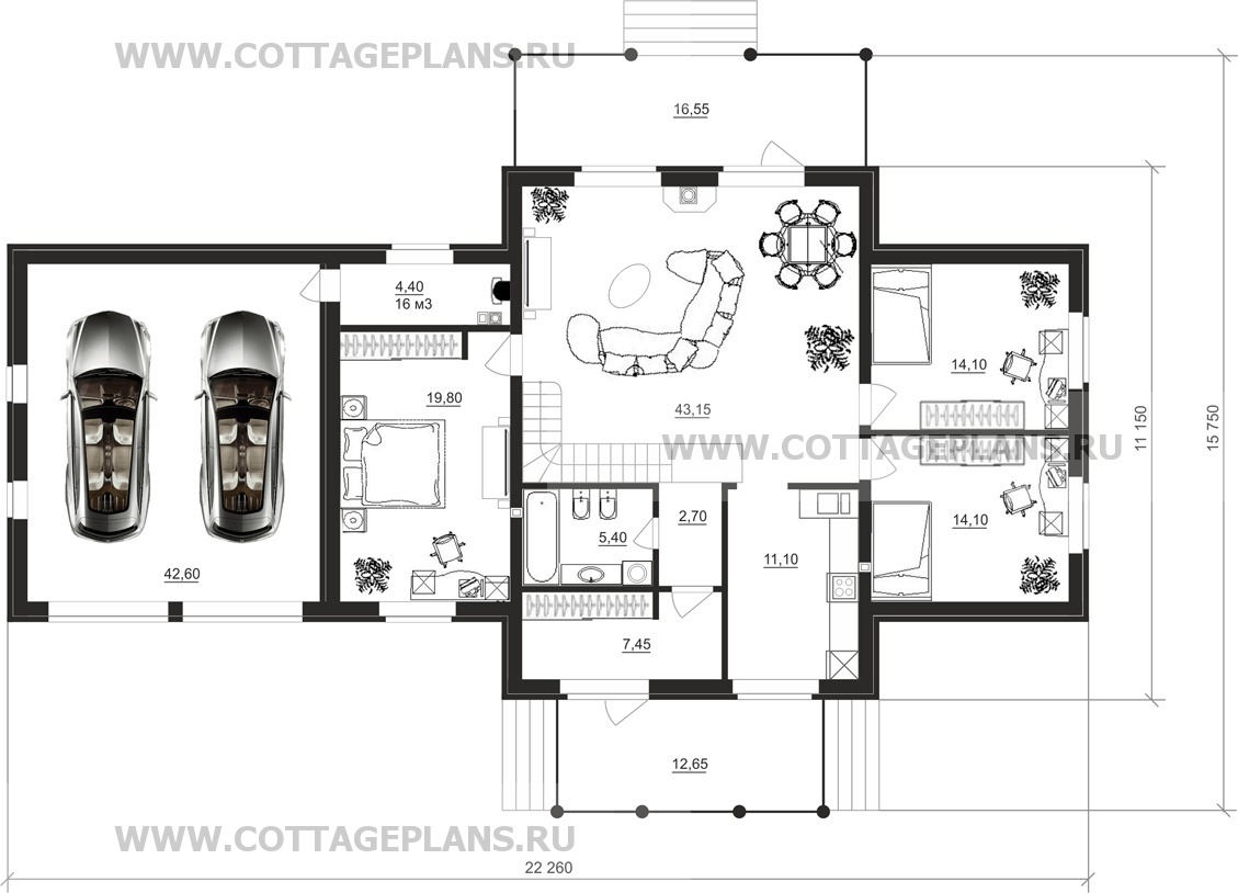 Поэтажные планы проект дома 16-75 общ. площадь 196,30 м2