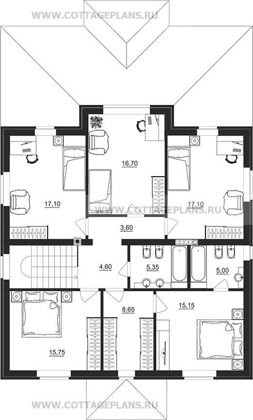Поэтажные планы проект дома 92-58 общ. площадь 216,25 м2