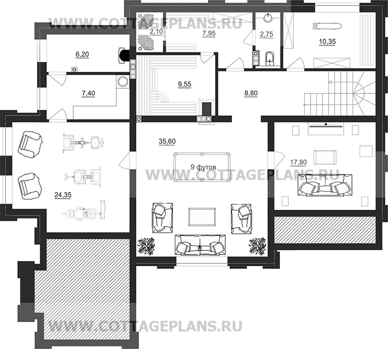 Поэтажные планы проект дома 203-51 общ. площадь 381,4 м2