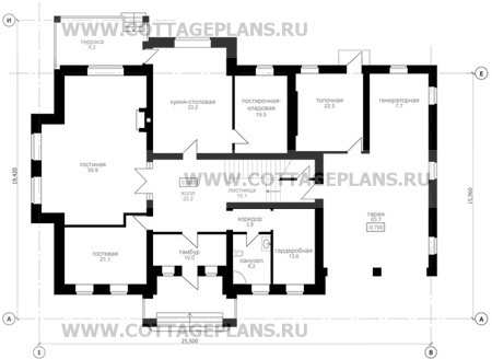 Поэтажные планы проект дома 47-56 общ. площадь 675,1 м2