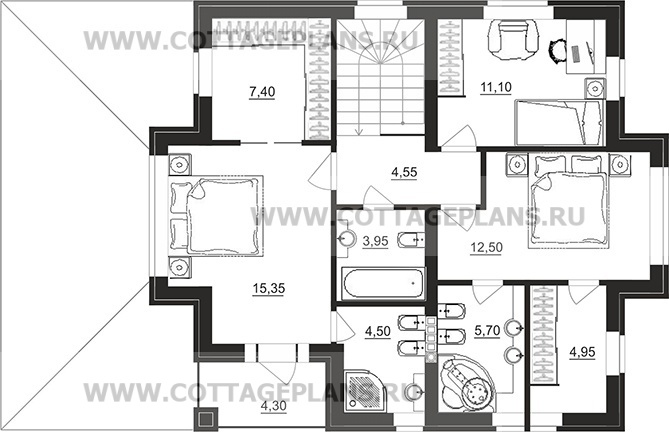 Поэтажные планы проект дома 29-96 общ. площадь 157,45 м2