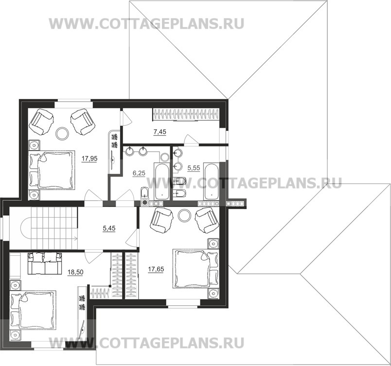 Поэтажные планы проект дома 24-52 общ. площадь 348,85 м2