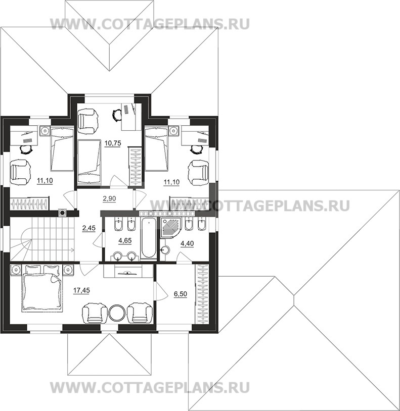 Поэтажные планы проект дома 93-75 общ. площадь 264,25м2