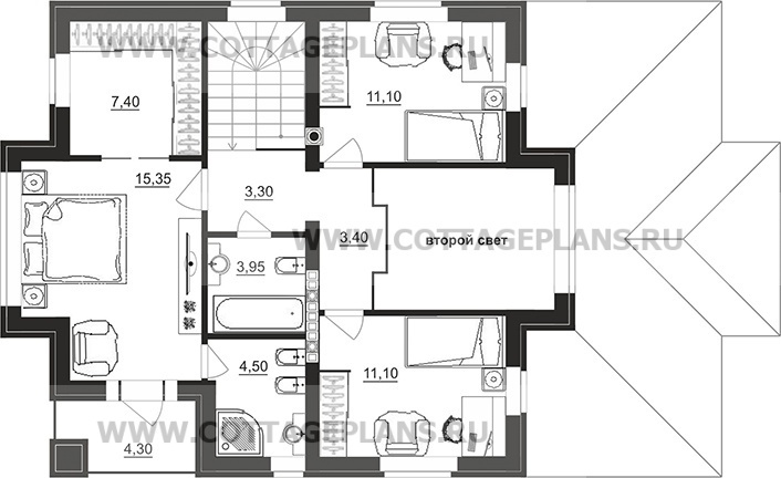 Поэтажные планы проект дома 98-15 общ. площадь 203,15 м2
