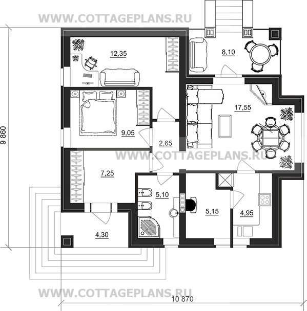 Поэтажные планы проект дома 27-43 общ. площадь 64,05 м2