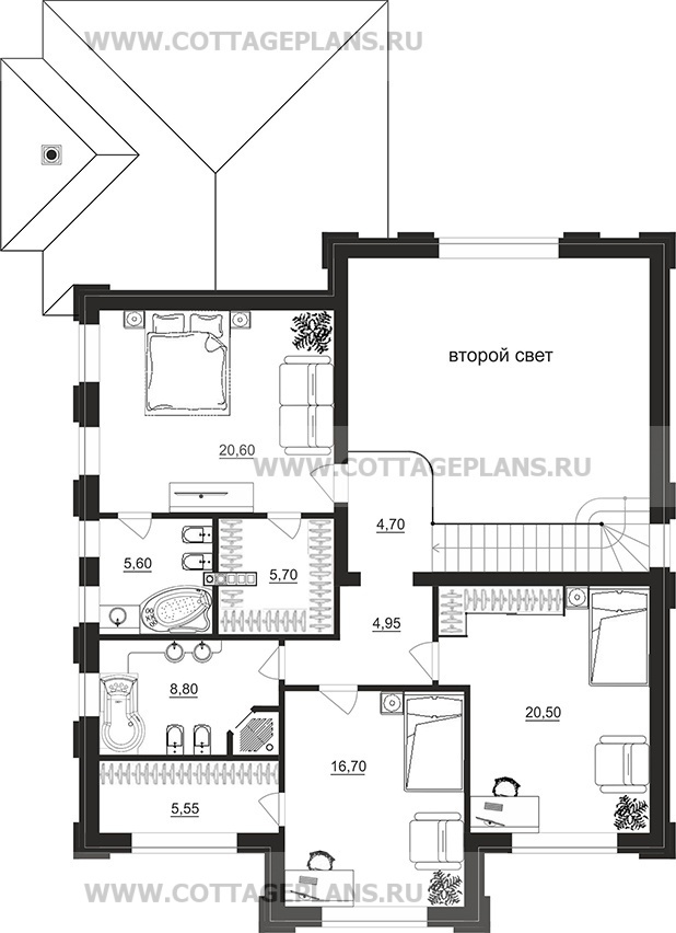 Поэтажные планы проект дома 202-88 общ. площадь 214,20 м2