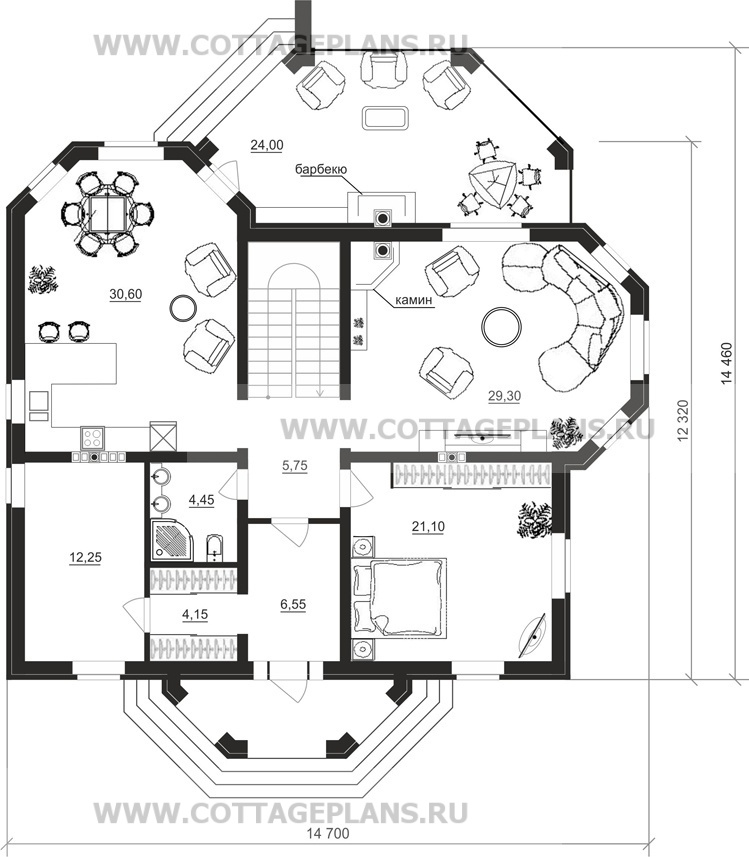 Поэтажные планы проект дома 14-83 общ. площадь 348,55 м2