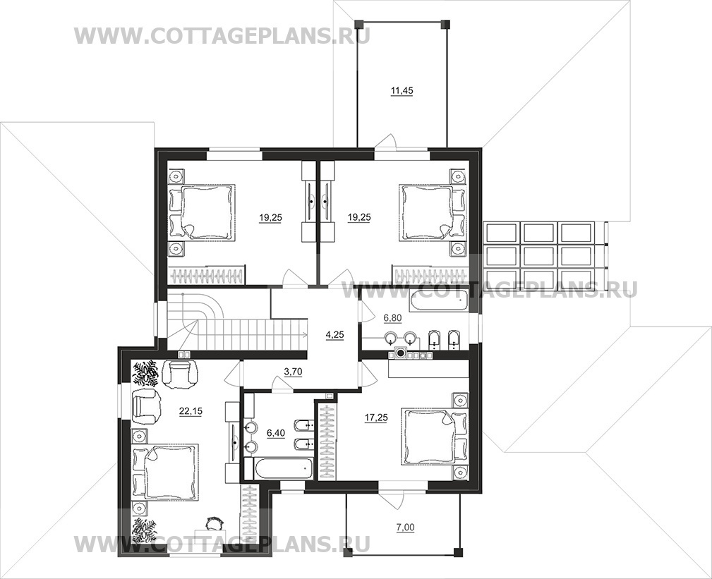 Поэтажные планы проект дома 22-98 общ. площадь 340,50 м2