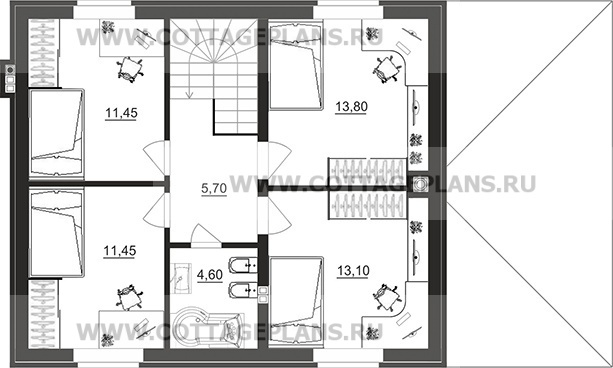 Поэтажные планы проект дома 75-28 общ. площадь 135,95 м2