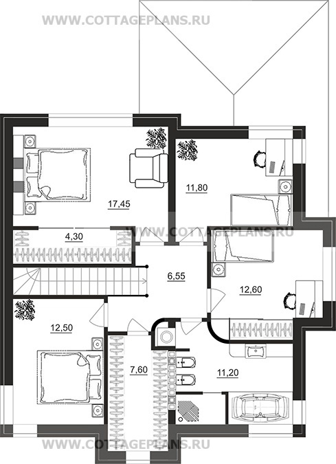 Поэтажные планы проект дома 104-67 общ. площадь 160,15 м2