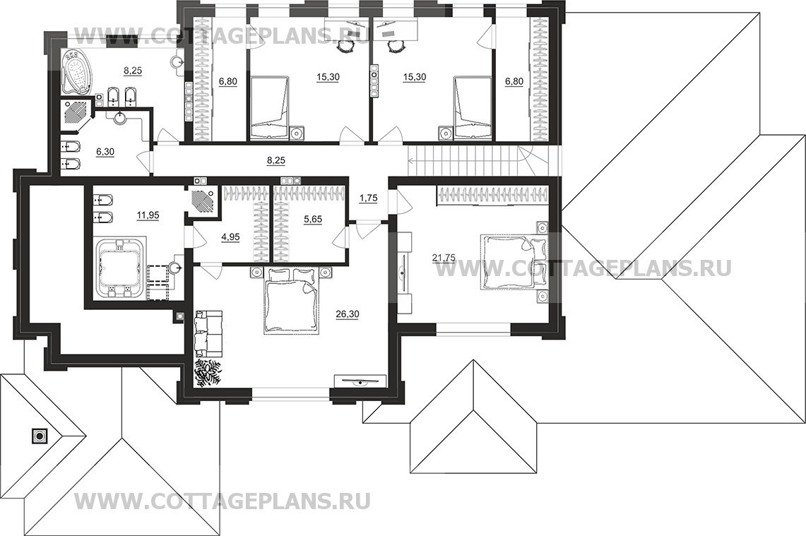 Поэтажные планы проект дома 203-58 общ. площадь 518 м2