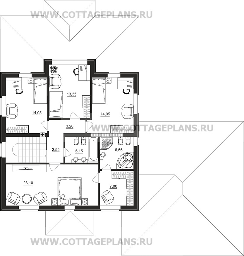 Поэтажные планы проект дома 93-76 общ. площадь 321,45м2