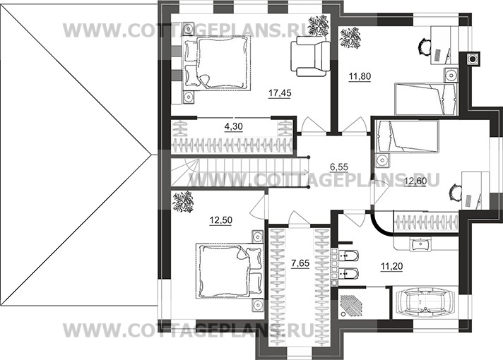 Поэтажные планы проект дома 204-61 общ. площадь 185,55 м2