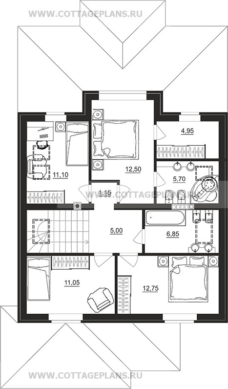 Поэтажные планы проект дома 97-88 общ. площадь 150,25 м2