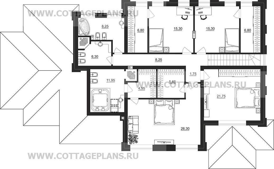 Поэтажные планы проект дома 202-55 общ. площадь 290,65 м2