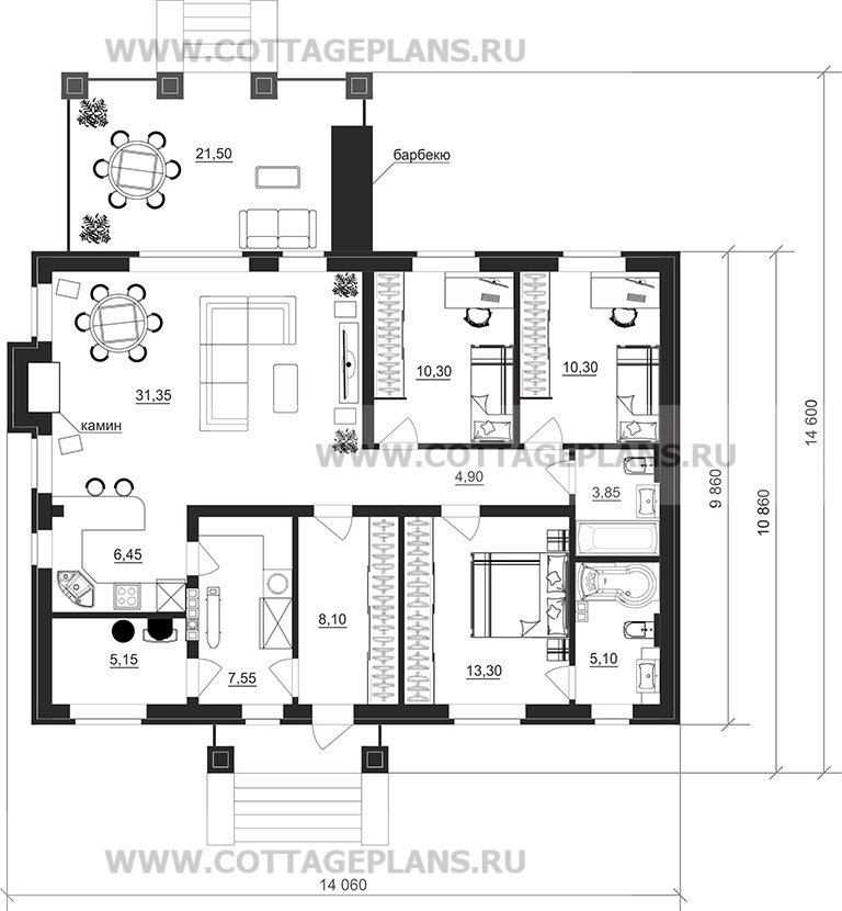 Поэтажные планы проект дома 700-66 общ. площадь 106,35 м2