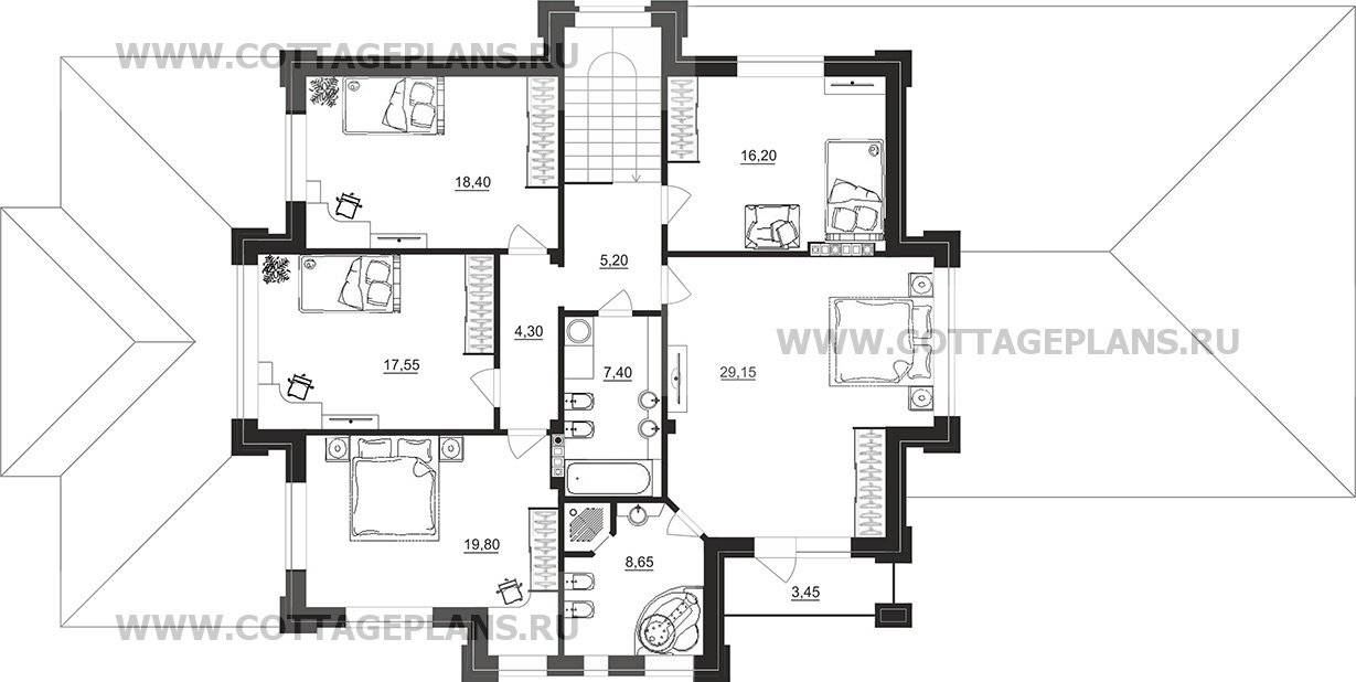 Поэтажные планы проект дома 200-83 общ. площадь 309,10м2