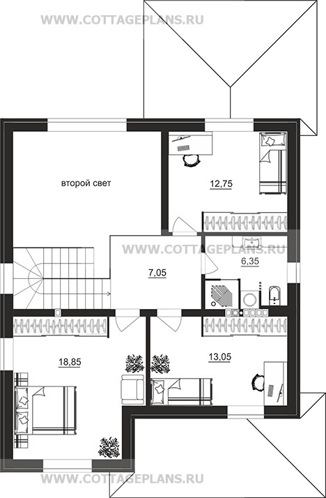 Поэтажные планы проект дома 206-63 общ. площадь 135,25м2