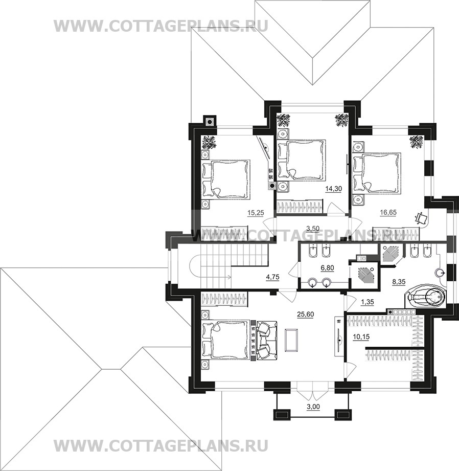 Поэтажные планы проект дома 200-94 общ. площадь 263,45 м2