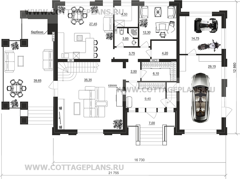Поэтажные планы проект дома 105-39 общ. площадь 390,50 м2