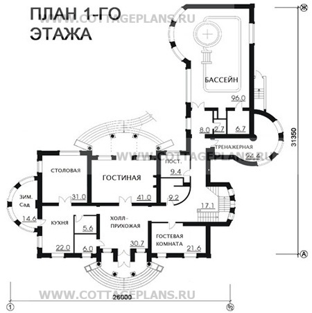 Поэтажные планы проект дома 47-84 общ. площадь 755,1 м2