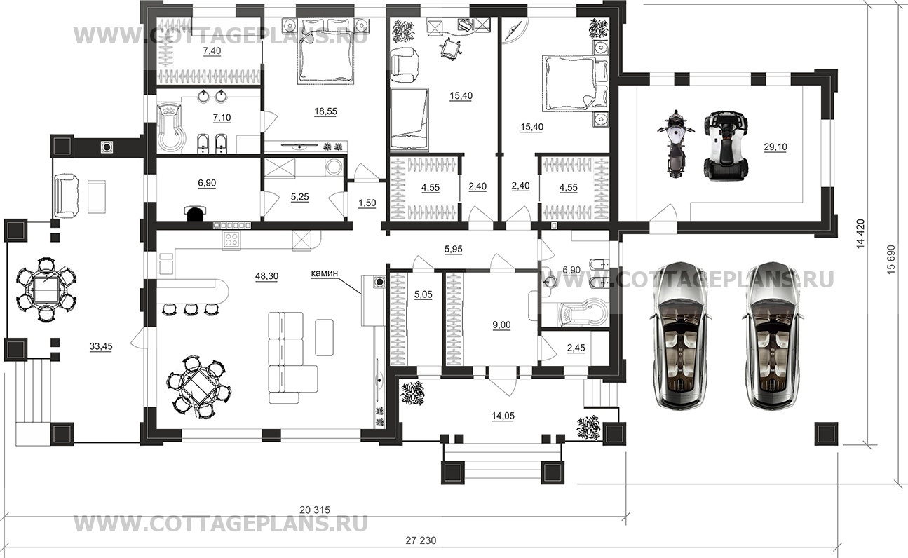Поэтажные планы проект дома 27-70 общ. площадь 198,10 м2