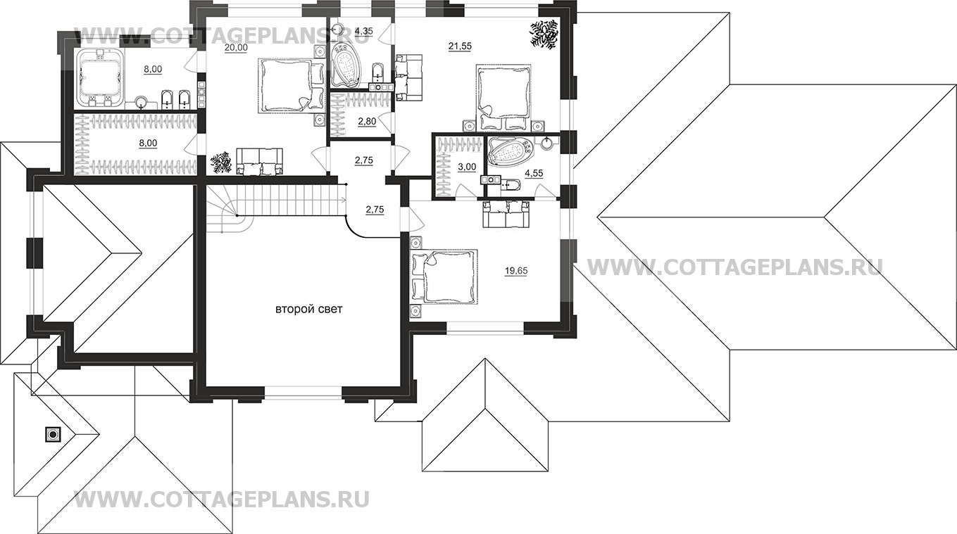Поэтажные планы проект дома 102-46 общ. площадь 299,95 м2