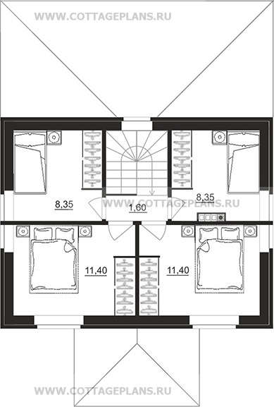 Поэтажные планы проект дома 92-51 общ. площадь 82,35 м2