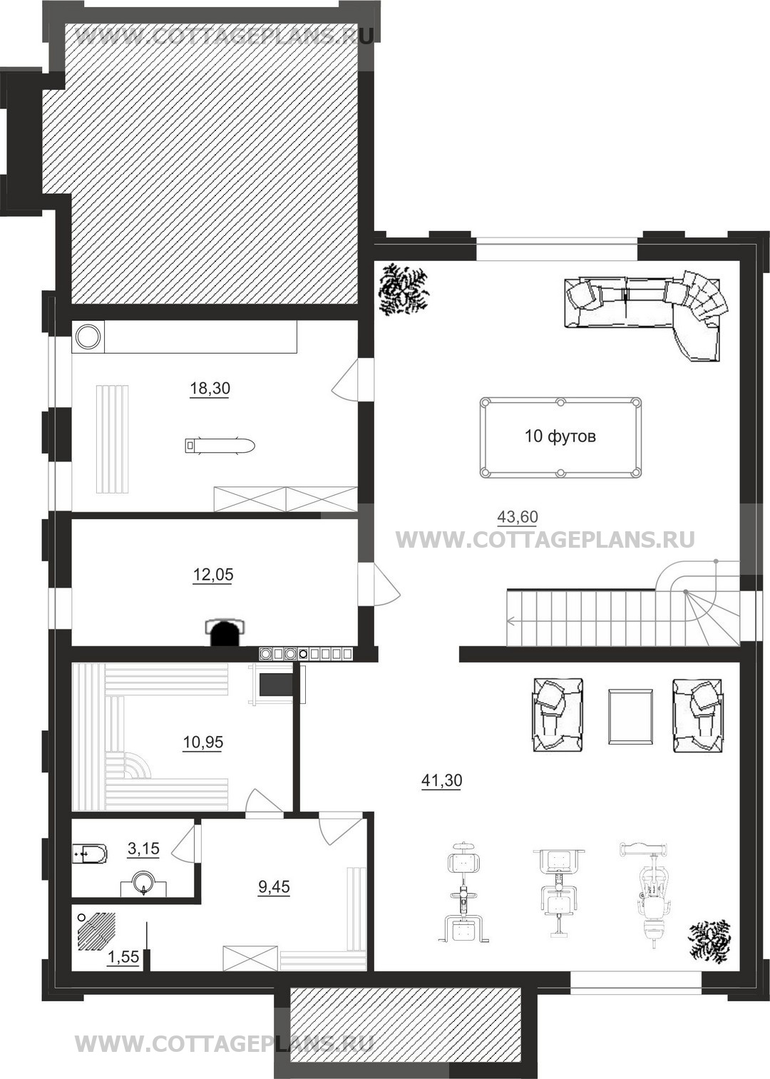 Поэтажные планы проект дома 105-25 общ. площадь 424,70 м2