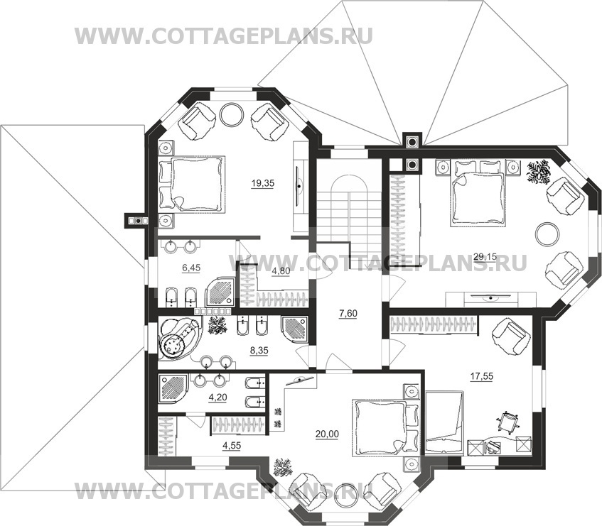 Поэтажные планы проект дома 95-10 общ. площадь 317,00 м2
