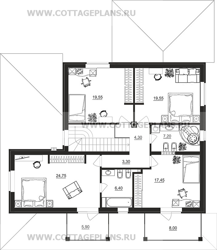 Поэтажные планы проект дома 22-99 общ. площадь 245,75 м2
