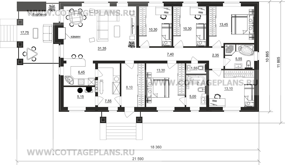 Поэтажные планы проект дома 700-96 общ. площадь 140,90 м2