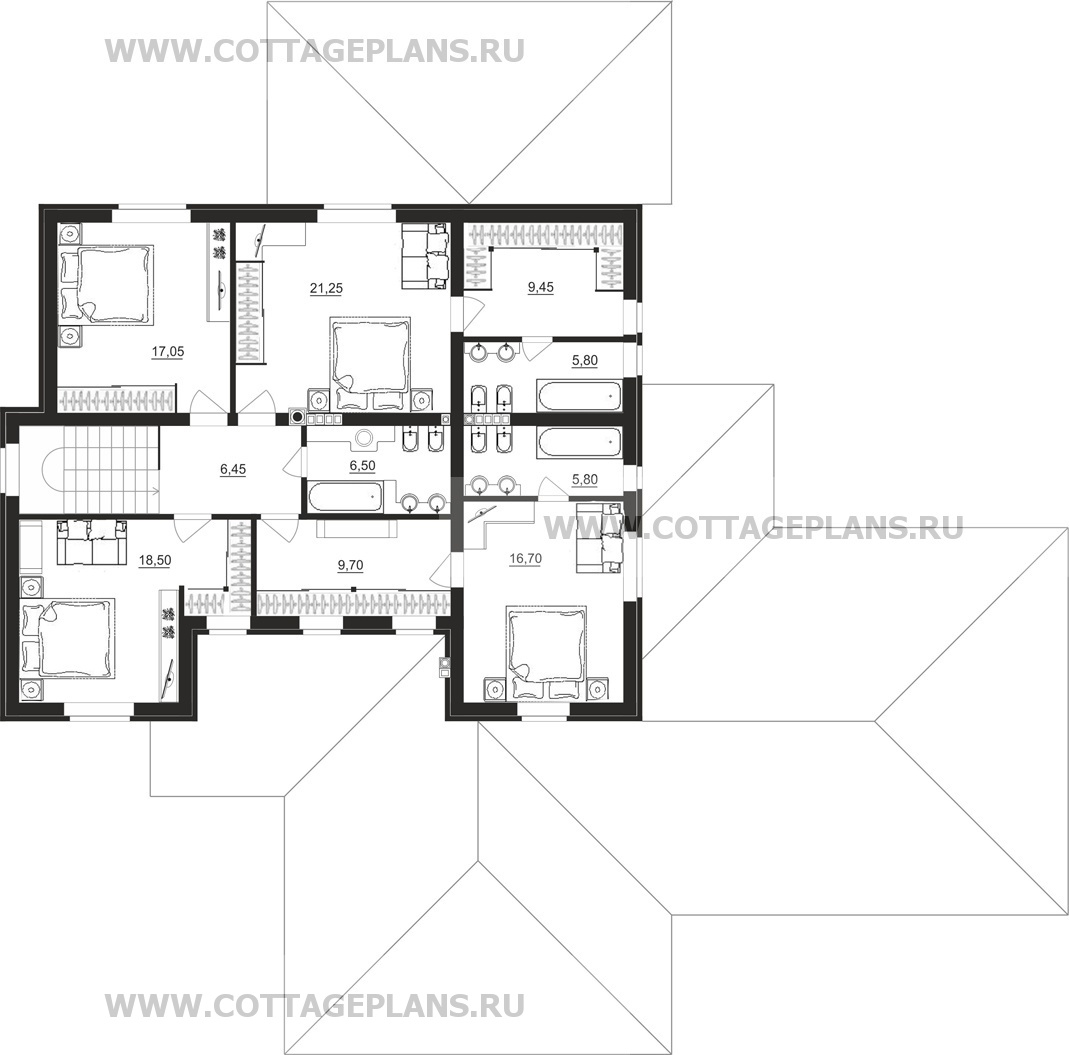 Поэтажные планы проект дома 17-17 общ. площадь 459,75 м2