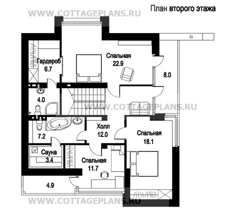 Поэтажные планы проект дома 47-29 общ. площадь 183,2 м2