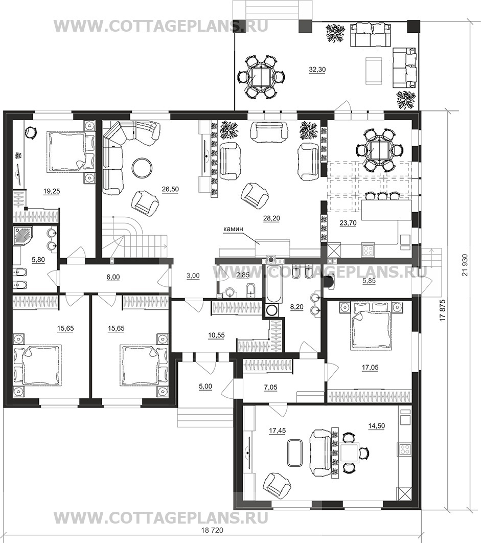 Поэтажные планы проект дома 100-71 общ. площадь 306.70 м2