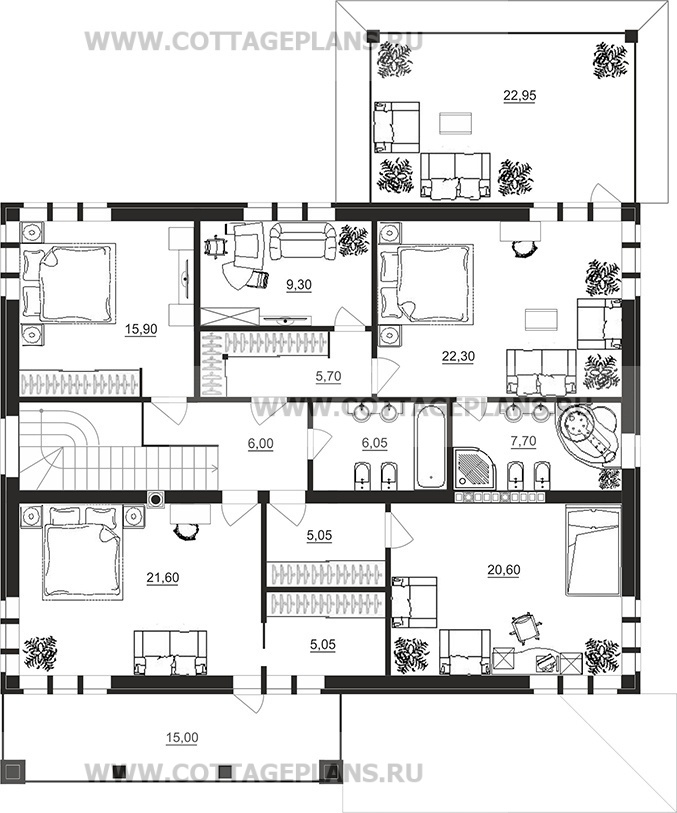 Поэтажные планы проект дома 20-98 общ. площадь 432,60 м2
