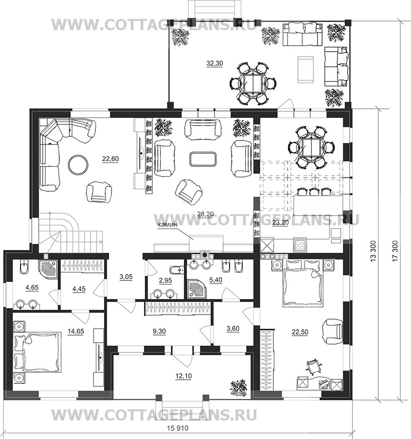 Поэтажные планы проект дома 101-63 общ. площадь 382,15 м2