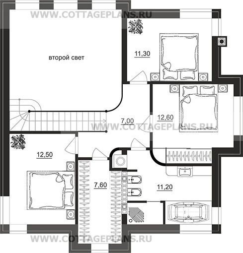 Поэтажные планы проект дома 204-52 общ. площадь 134,55 м2