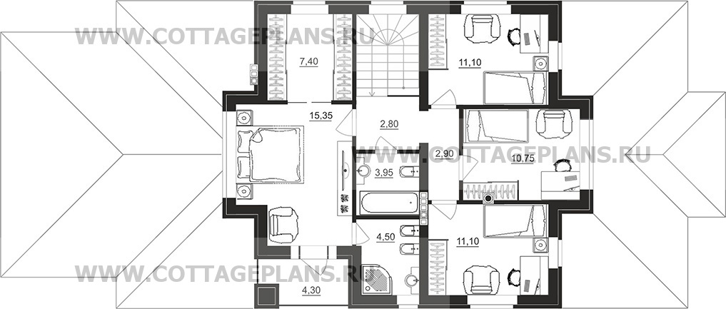 Поэтажные планы проект дома 94-92 общ. площадь 188,15 м2