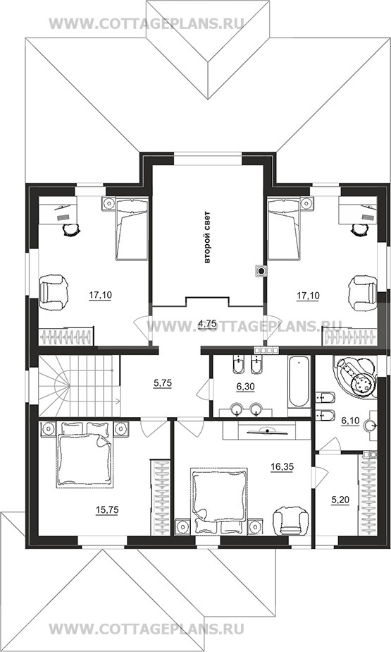 Поэтажные планы проект дома 77-08 общ. площадь 207,50 м2