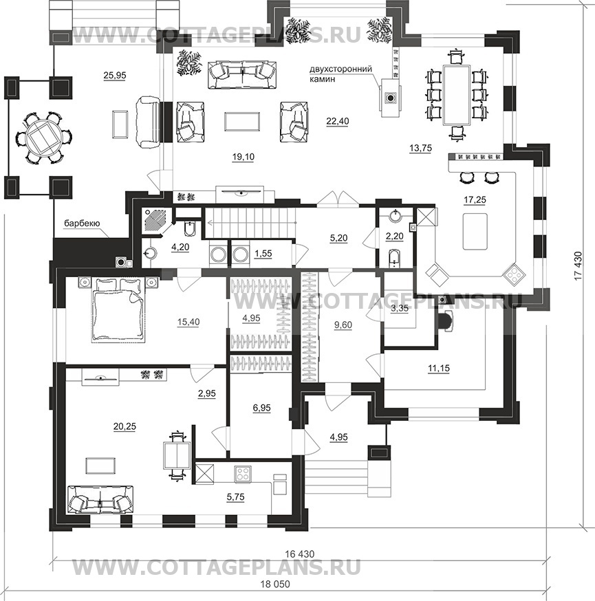 Поэтажные планы проект дома 202-08 общ. площадь 291,35 м2