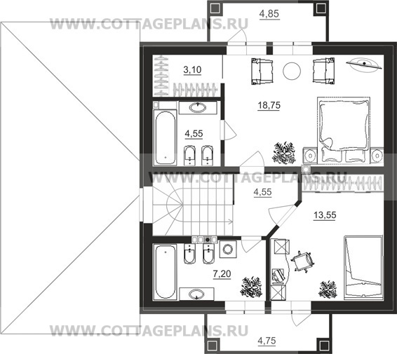 Поэтажные планы проект дома 87-89 общ. площадь 203,85 м2