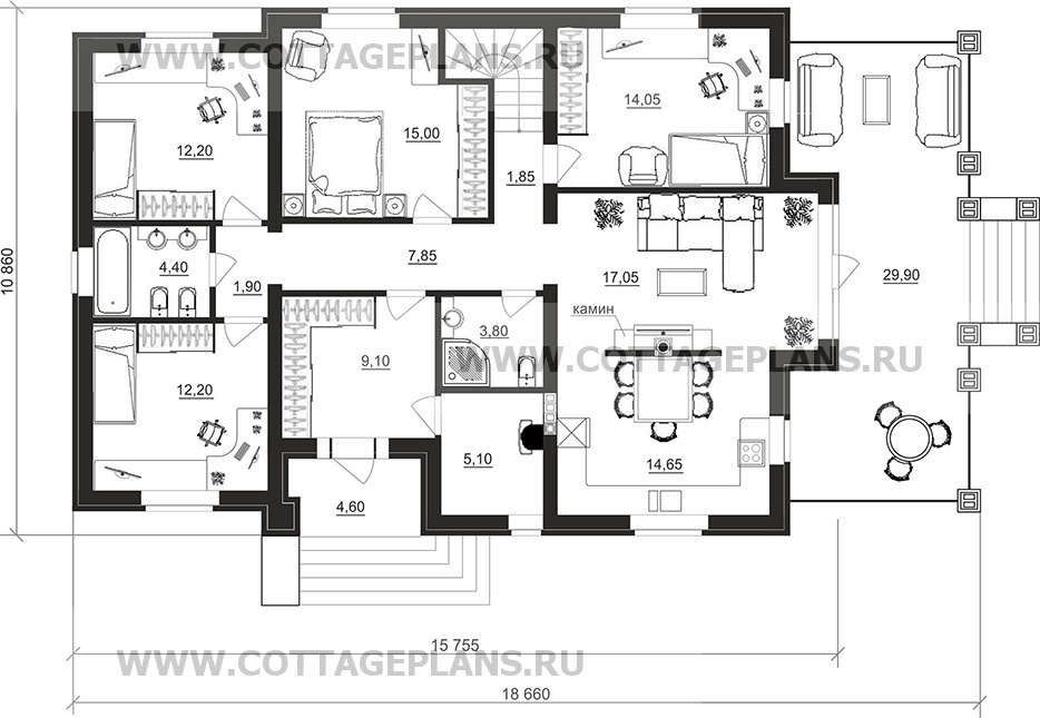 Поэтажные планы проект дома 29-94 общ. площадь 204,95 м2