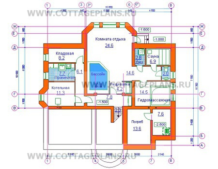 Поэтажные планы проект дома 34-09 общ. площадь 505,2м2