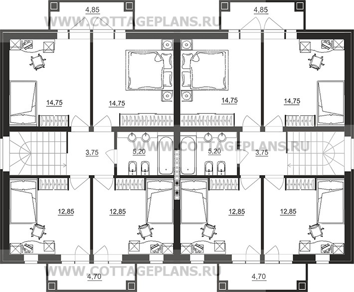 Поэтажные планы проект дома 09-17 общ. площадь 261,10 м2