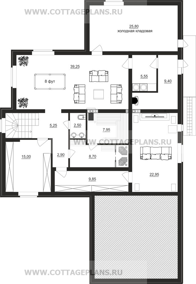 Поэтажные планы проект дома 84-59 общ. площадь 440,70 м2