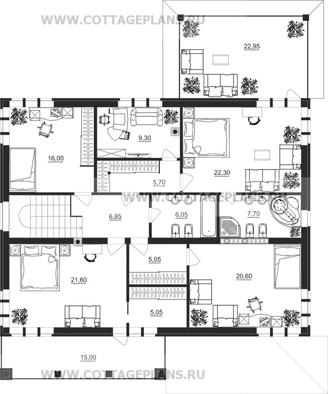 Поэтажные планы проект дома 93-22 общ. площадь 391,60 м2