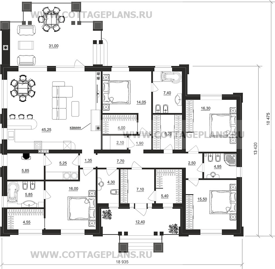 Поэтажные планы проект дома 702-46 общ. площадь 184,15 м2