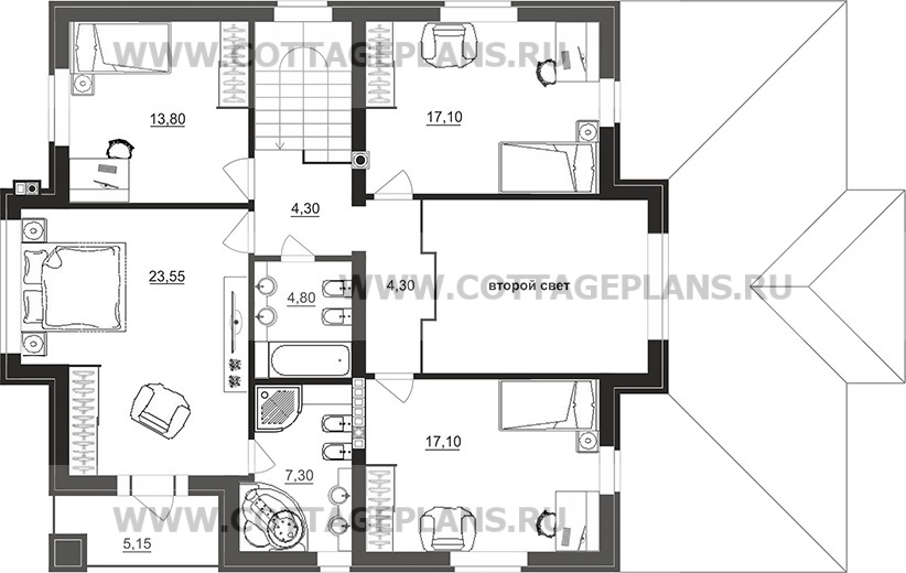 Поэтажные планы проект дома 201-52 общ. площадь 317,00 м2